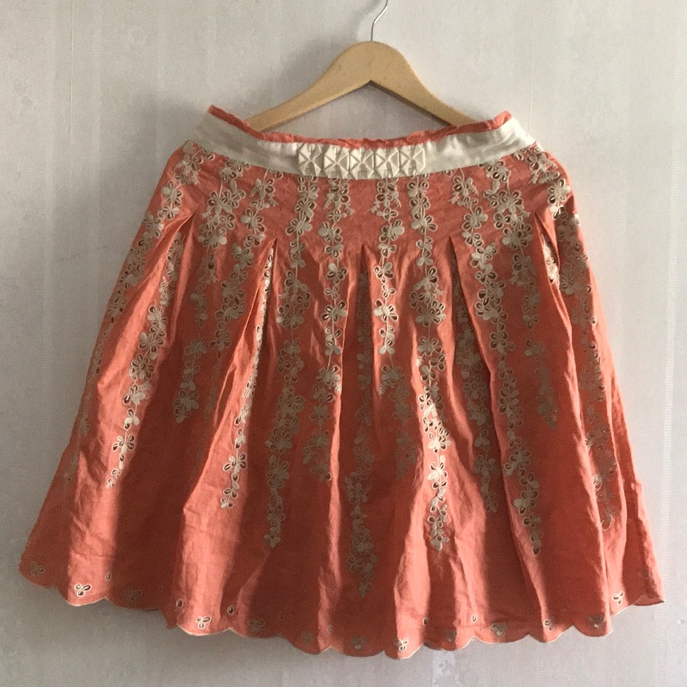 Women's Coral Embroidered A-Line Skirt